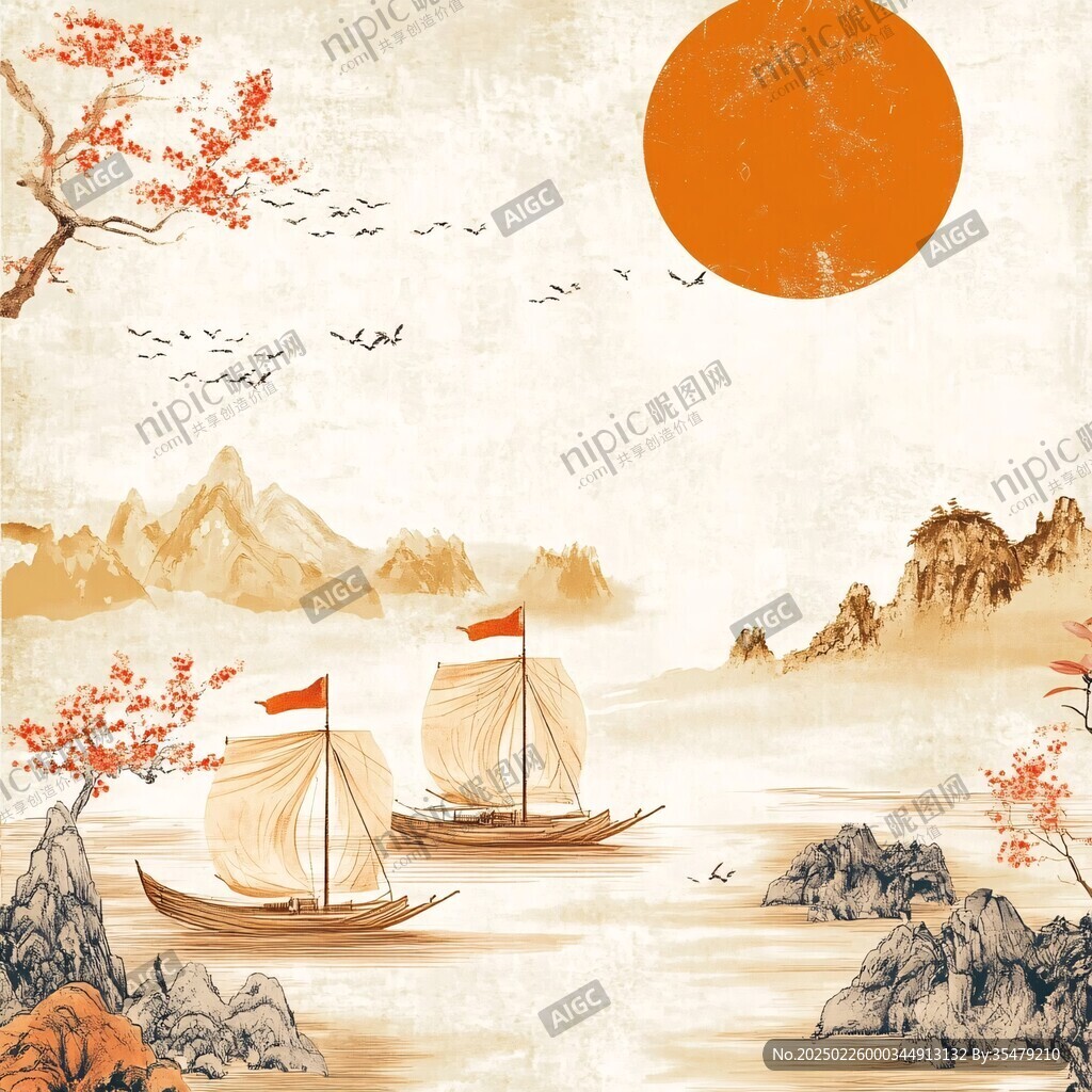 秋日小船圖