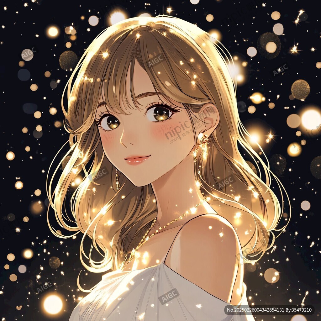 璀璨夜幕下的動漫女孩
