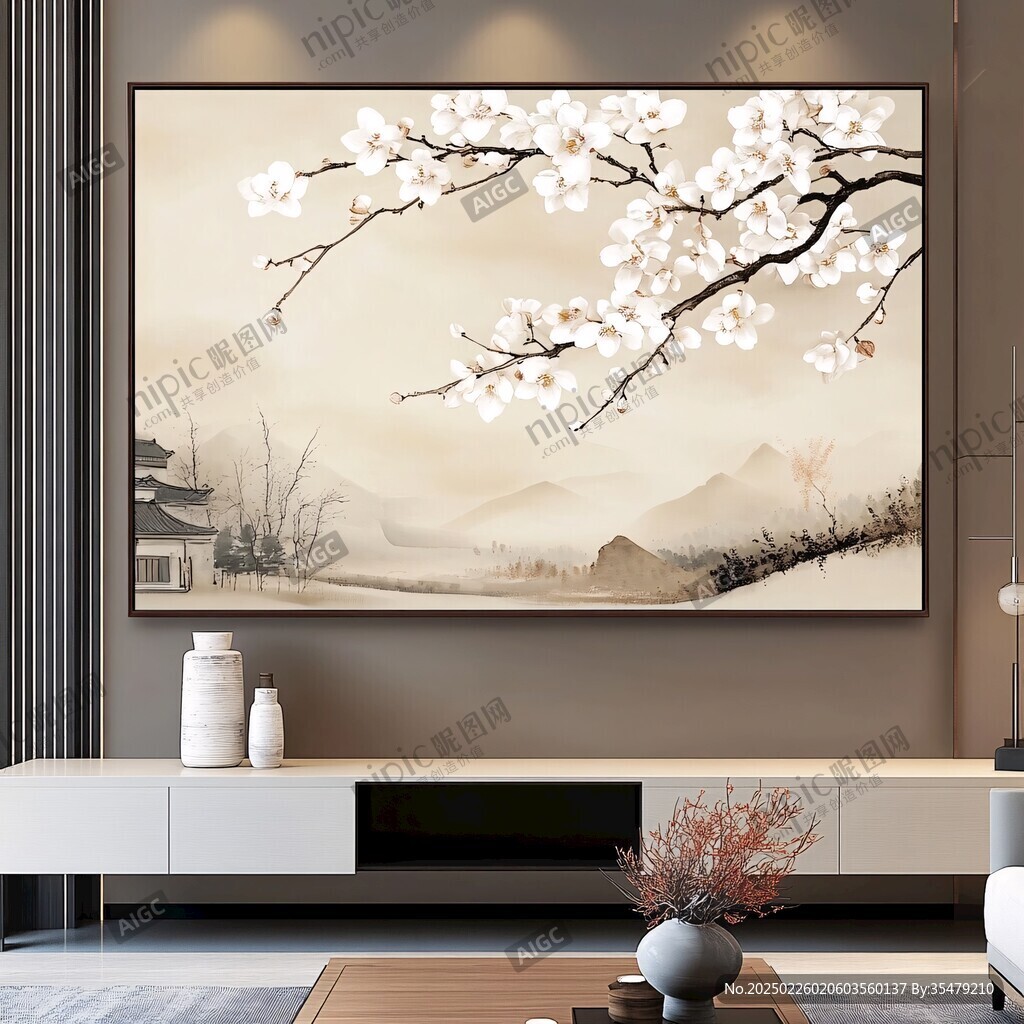 梅花山水畫