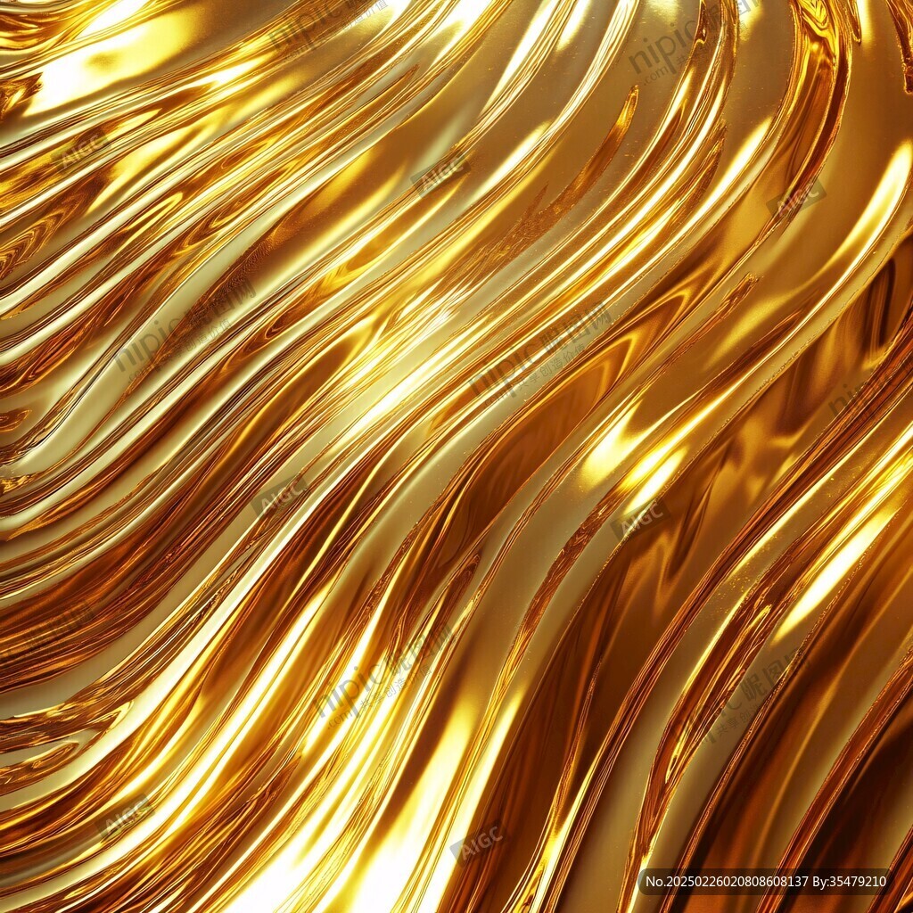 金色液體金屬波紋背景