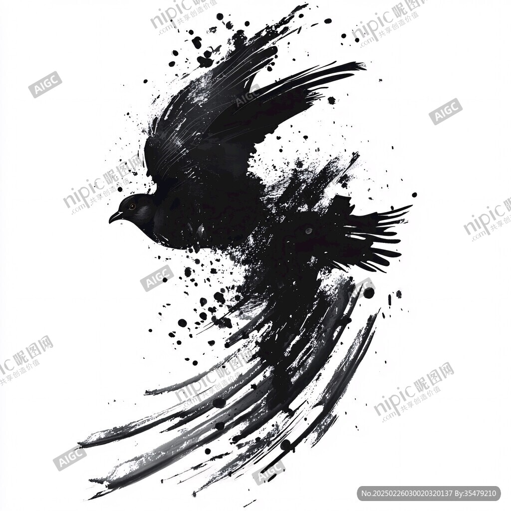 抽象黑色鳥類藝術