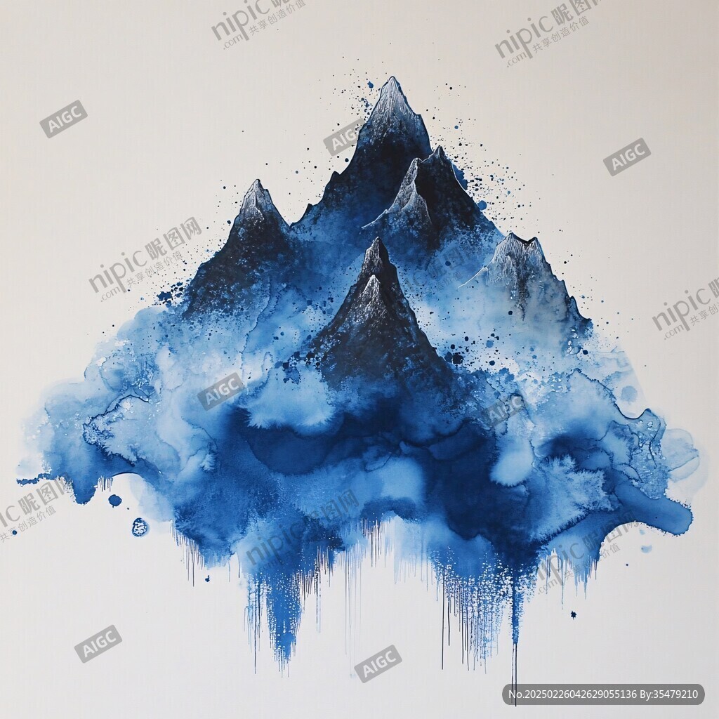 抽象水彩山脈