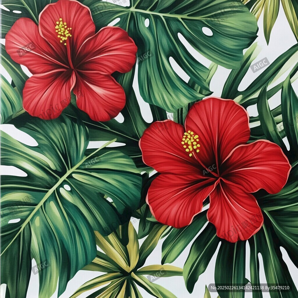熱帶風情 紅花綠葉