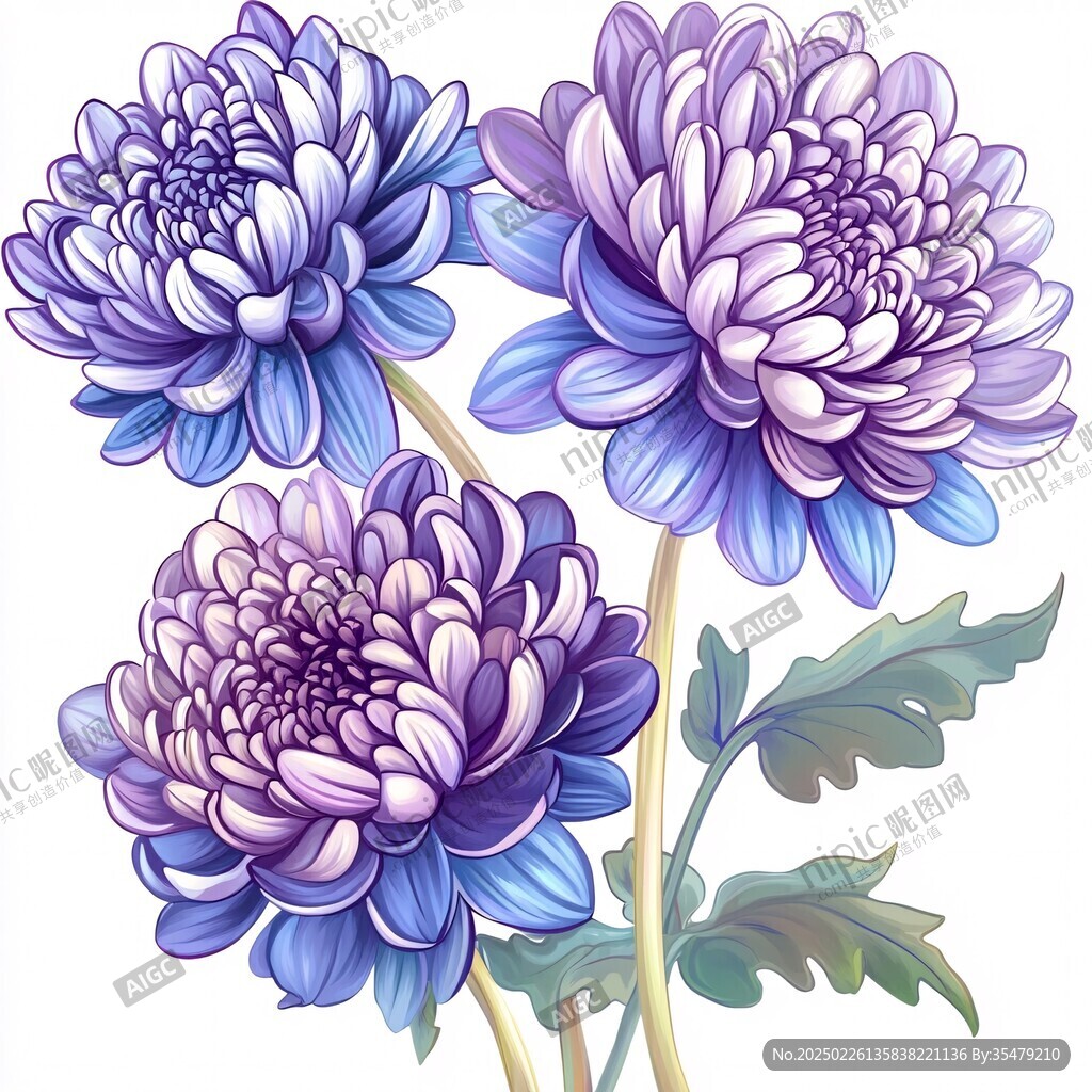 三色菊花數(shù)字藝術(shù)作品