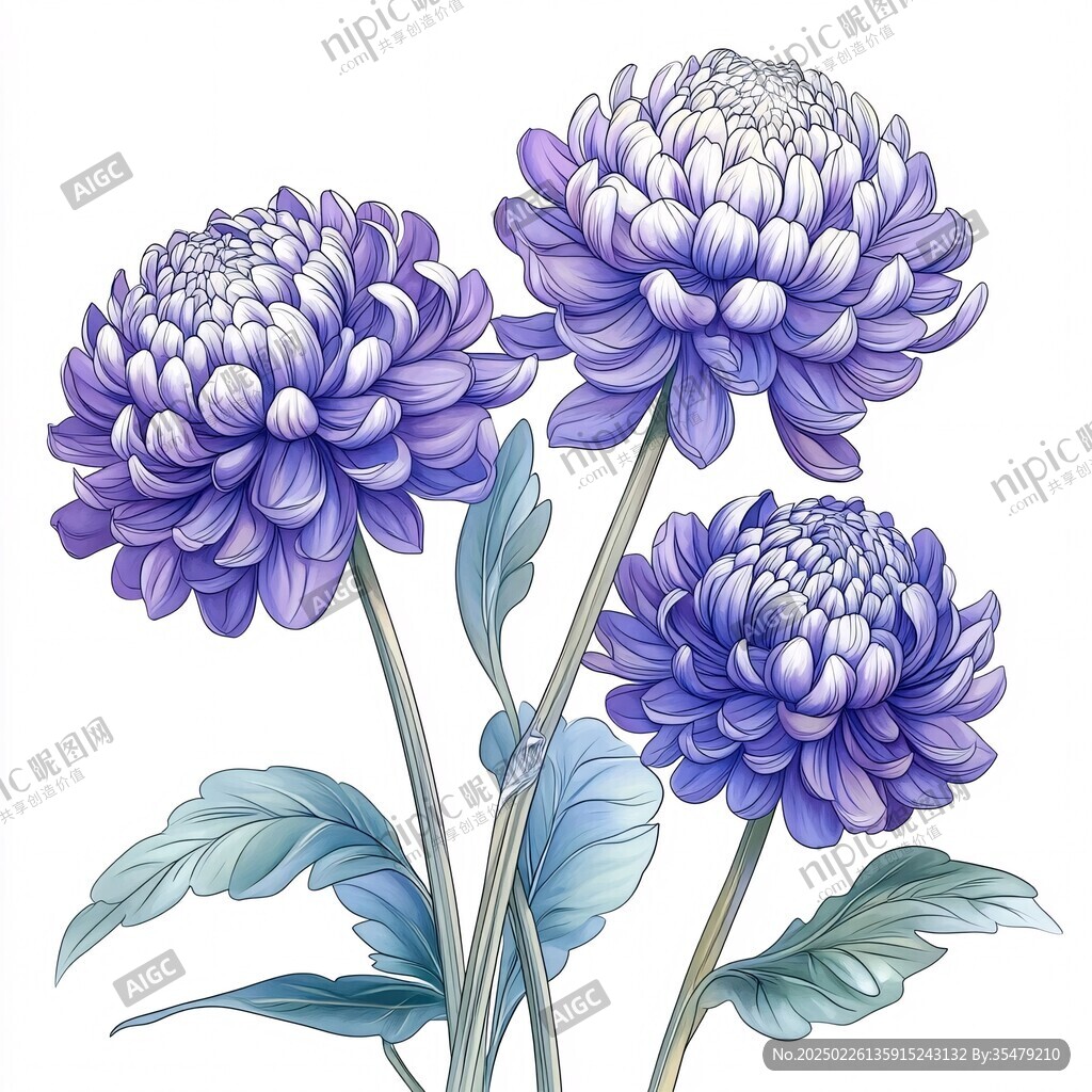 紫色菊花藝術(shù)插畫