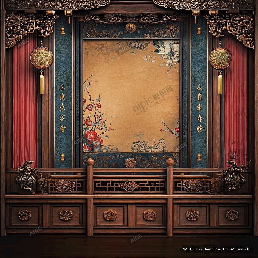 中國古典家具風(fēng)格的宮廷畫作