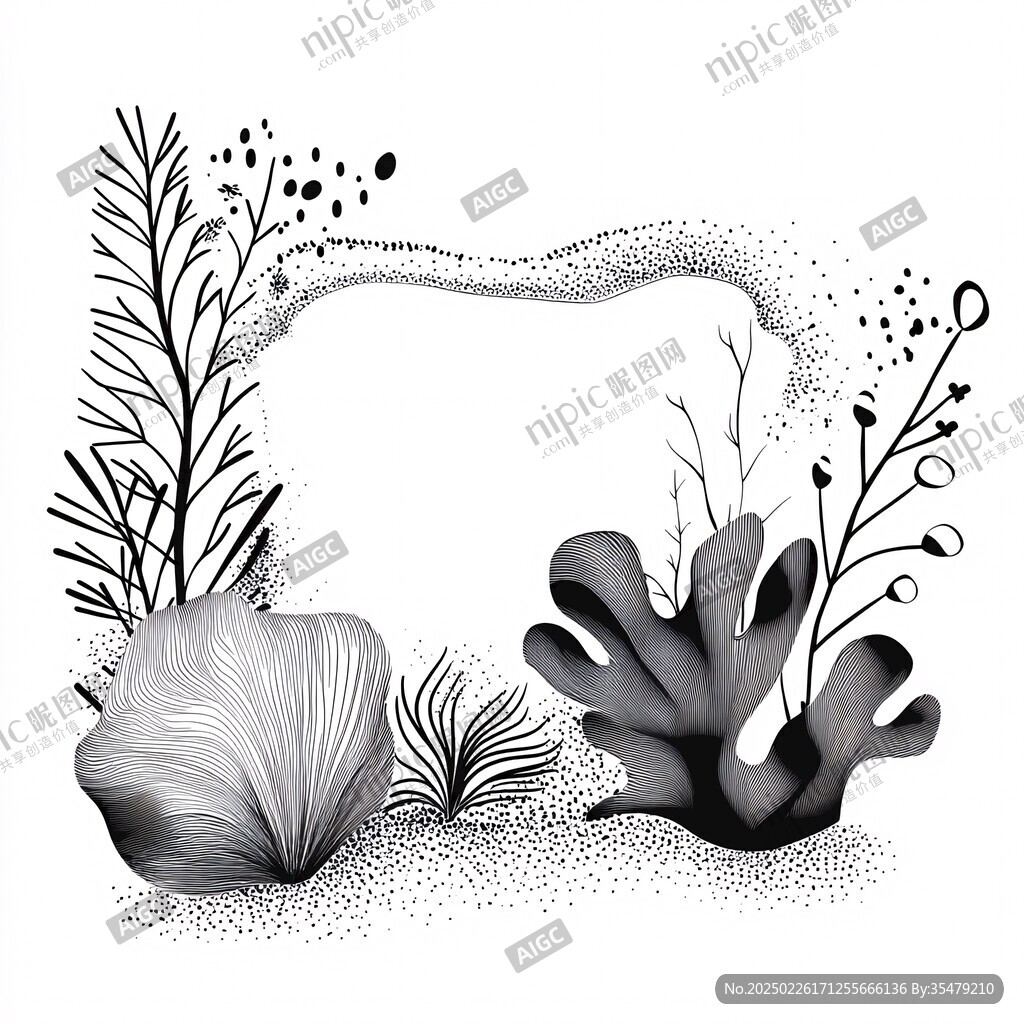海洋生物的線條世界
