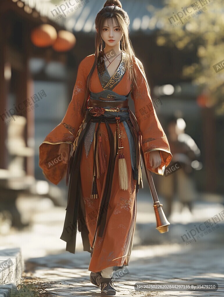 漢服女子街頭行走