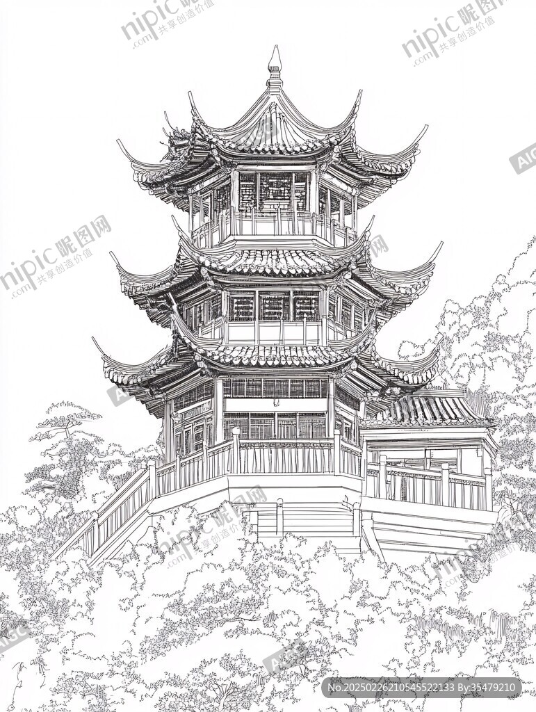 中國傳統建筑線條畫