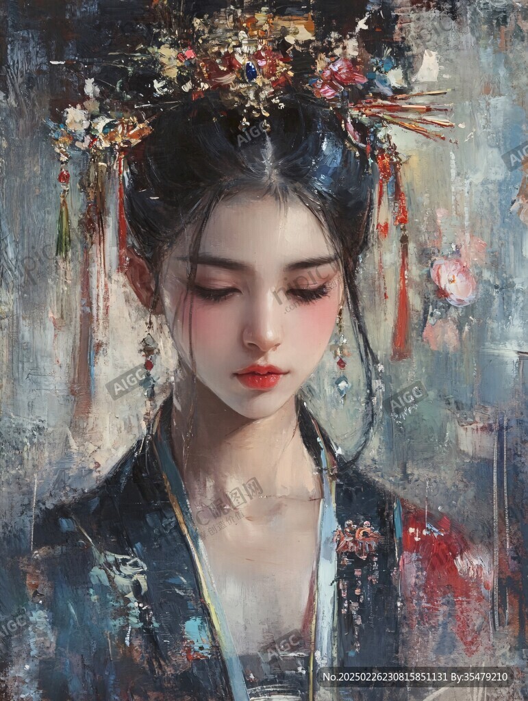 古風女子肖像畫