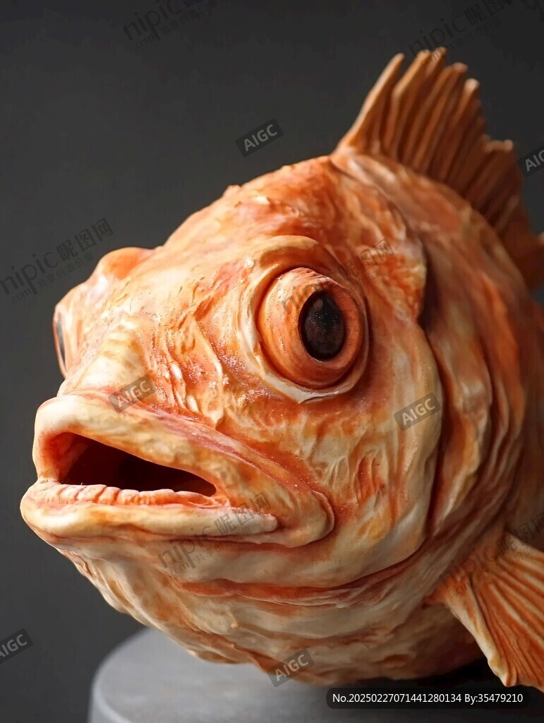 橙色魚雕塑