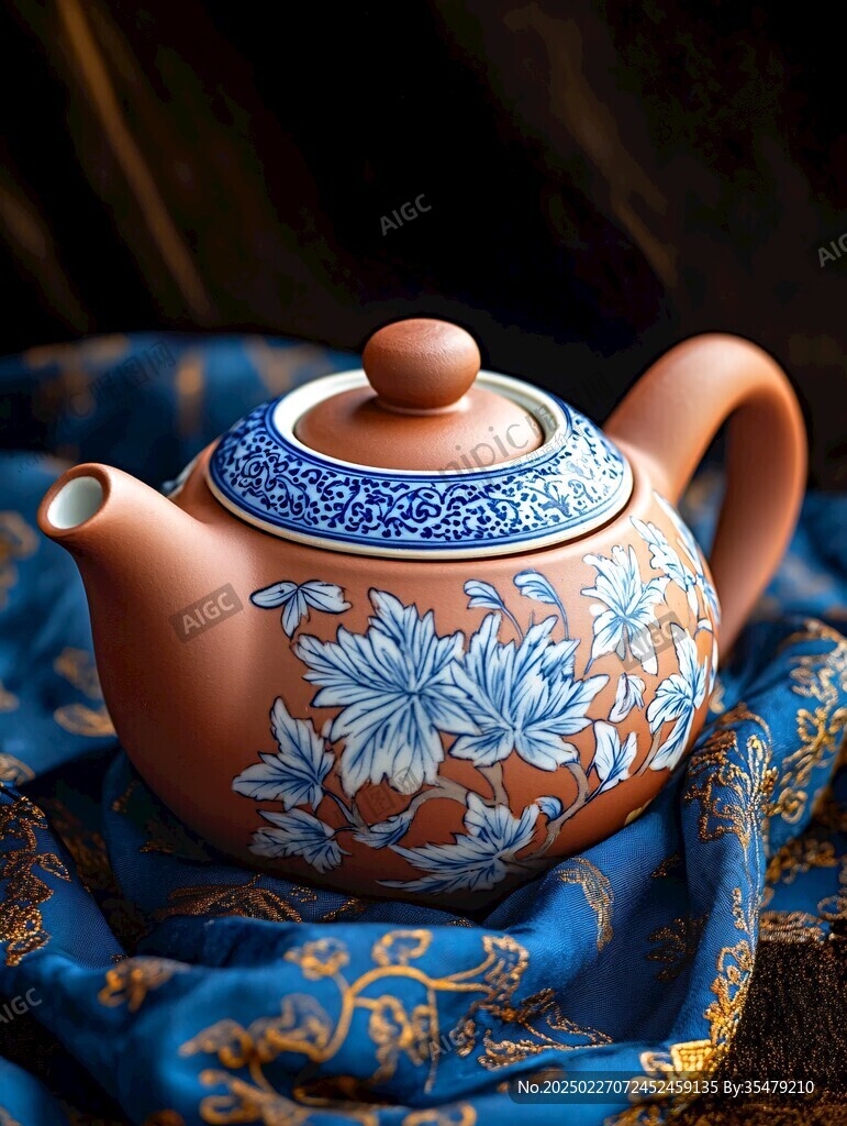 紫砂壺青花圖案