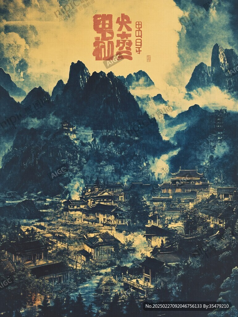 山水畫中的古鎮(zhèn)風(fēng)貌