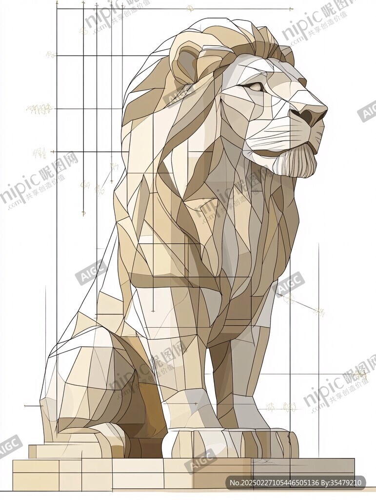 幾何獅子雕塑