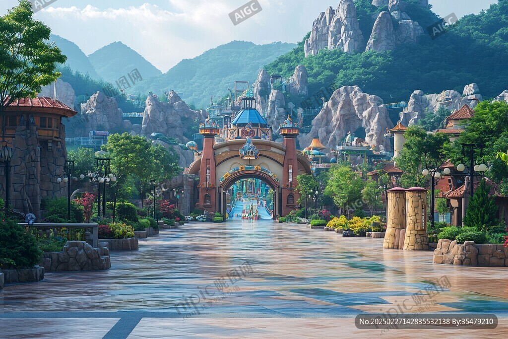 人工建造的山水主題公園
