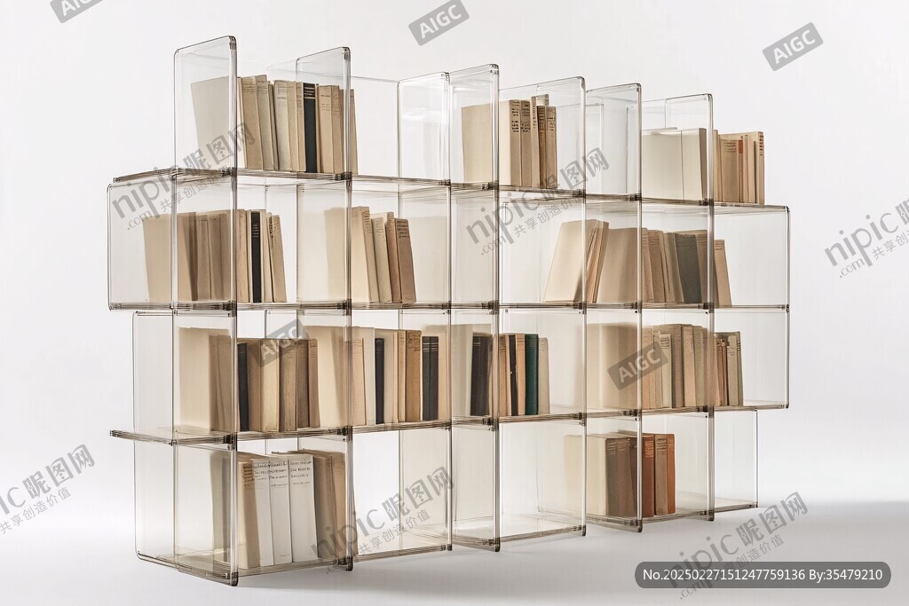 透明書架 白色背景