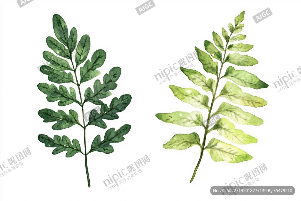 水彩蕨類葉片藝術(shù)
