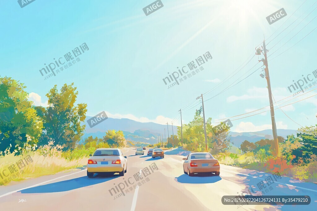 陽(yáng)光下的公路行駛