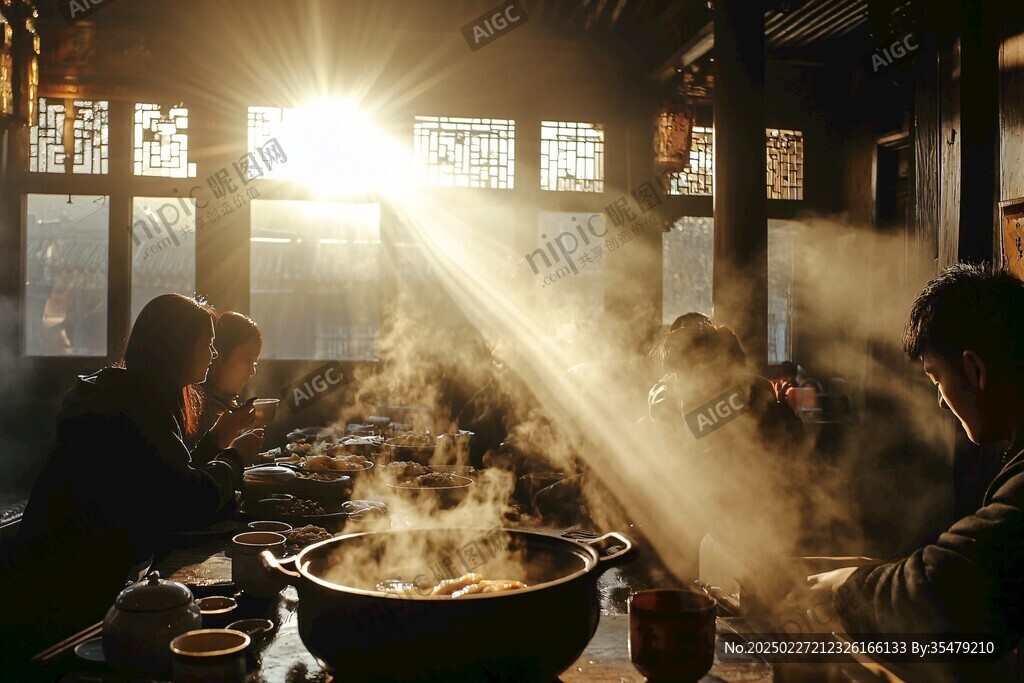 陽光下的鄉村餐館溫馨時刻
