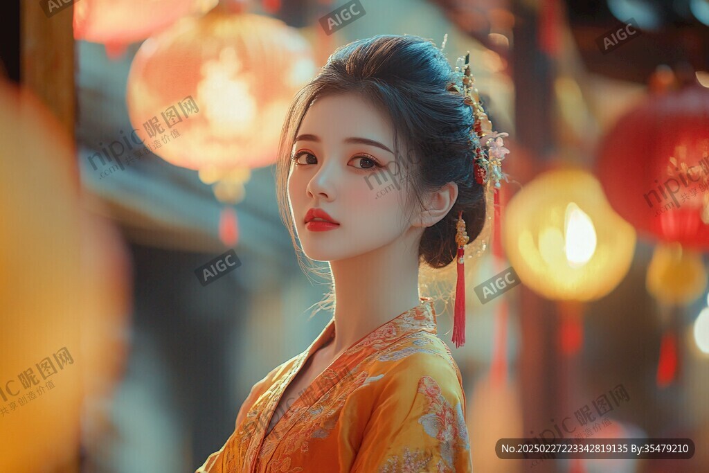 漢服女子 紅燈籠 古典美 傳統(tǒng)文化 女性氣質(zhì) 攝影作品