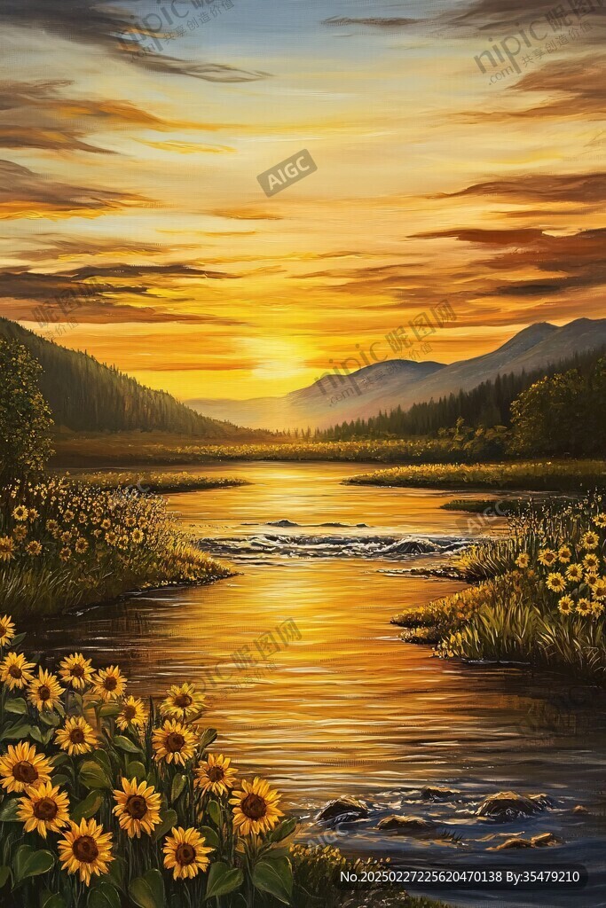 夕陽下的寧靜河流