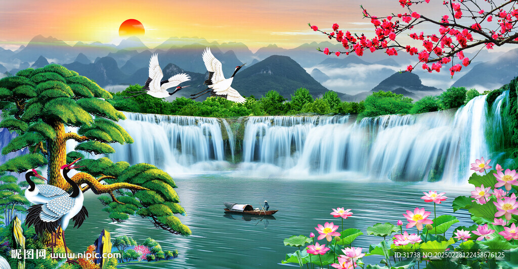 八方來財(cái)聚財(cái)山水畫