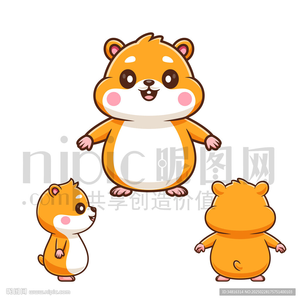 卡通松鼠三視圖