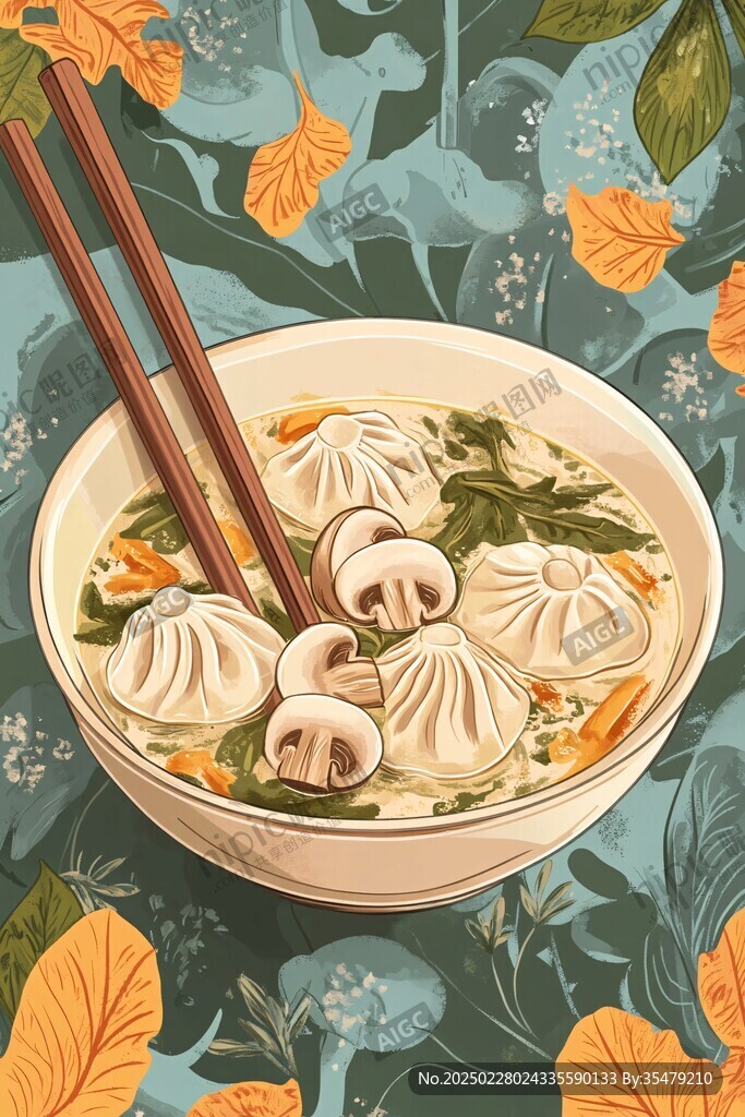 美味小籠包 搭配鮮美蘑菇湯
