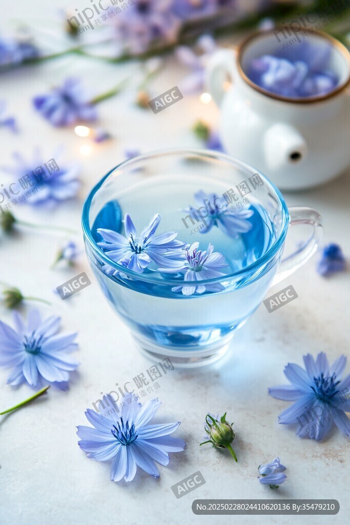 藍色花茶的寧靜時刻