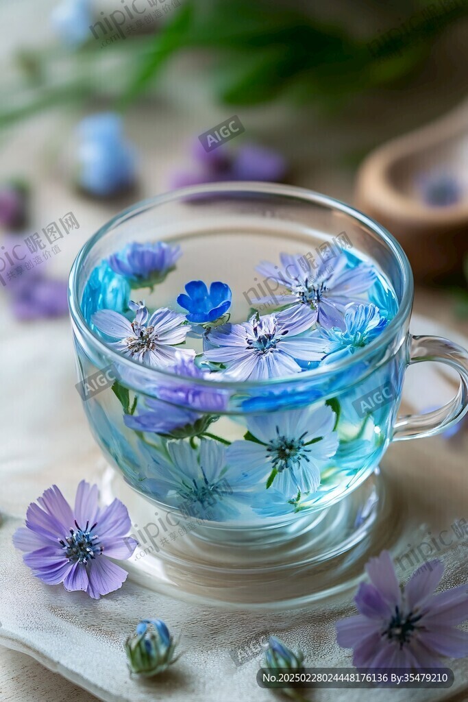 藍色花茶的寧靜時刻
