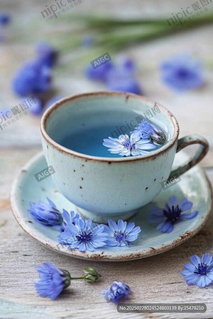 藍色花茶的寧靜時刻