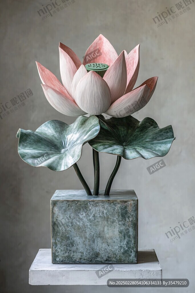 蓮花盛開的藝術雕塑