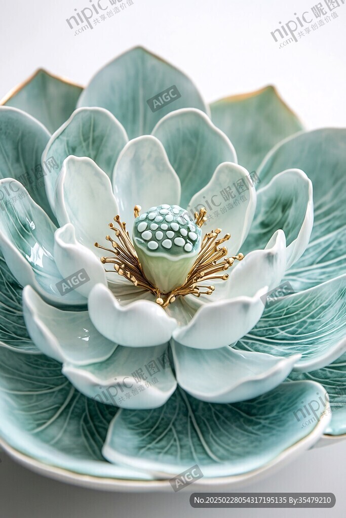 絢麗的陶瓷蓮花藝術品