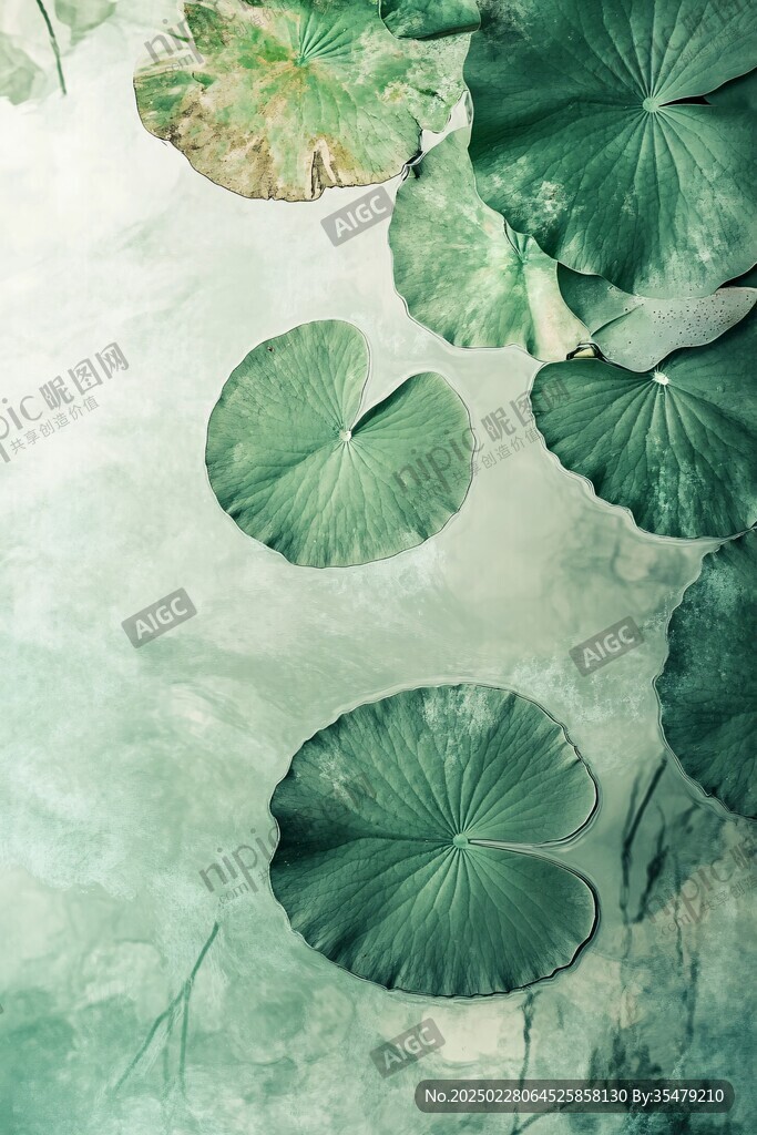 綠色睡蓮在水中輕輕搖曳