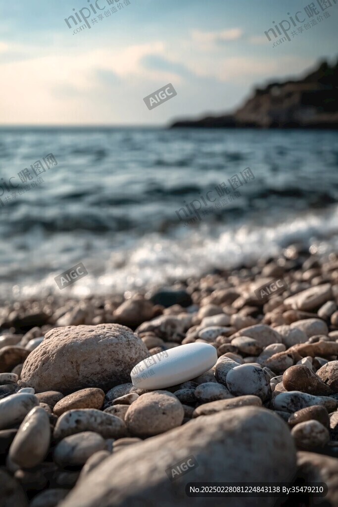 海邊的白色石頭