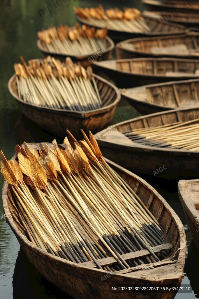 古代船只載箭的場景