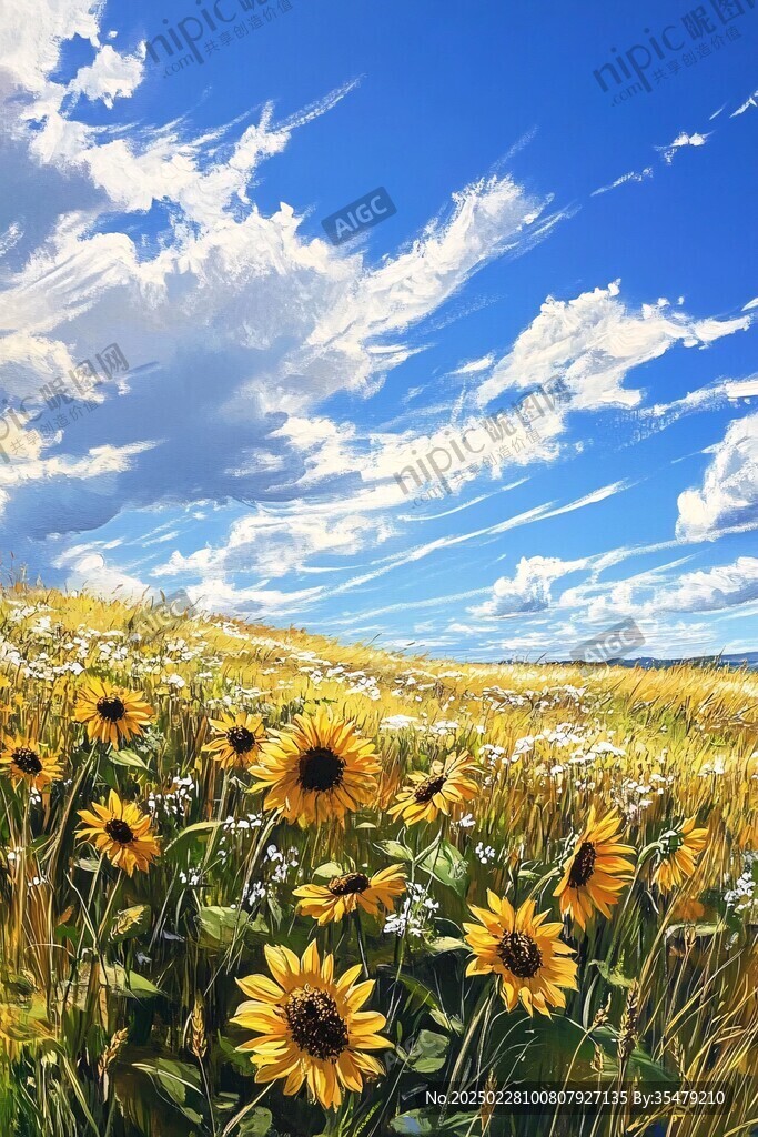 向日葵田野的夏日天空