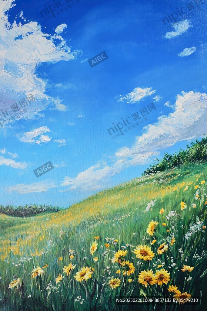 藍天下的黃色花海