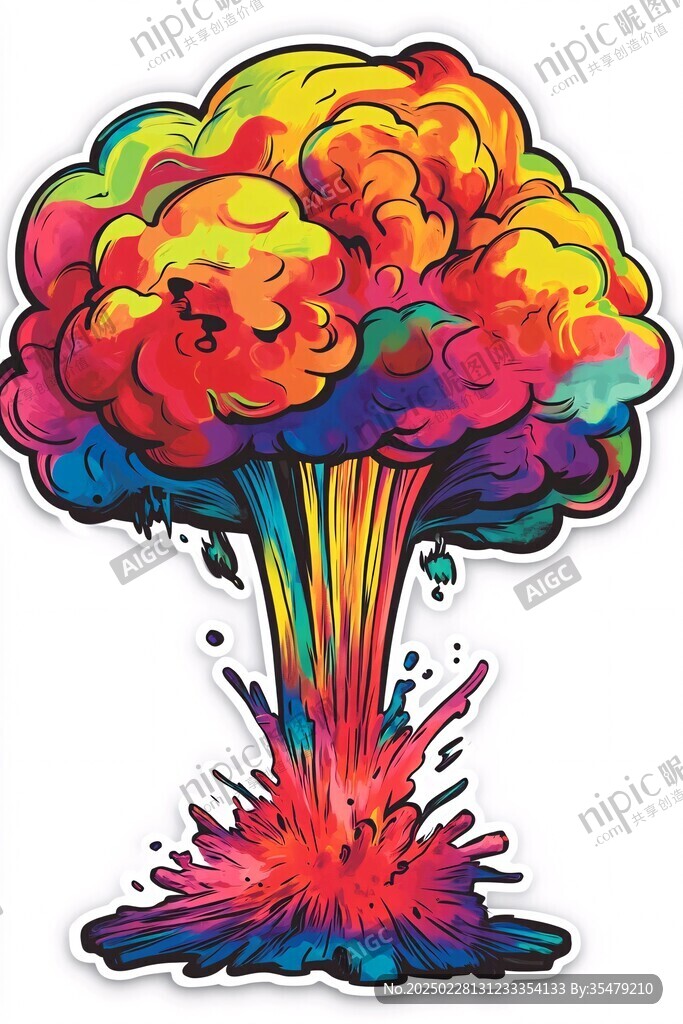 彩色蘑菇云爆炸