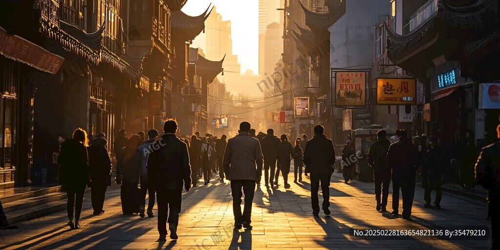 夕陽下的城市街道