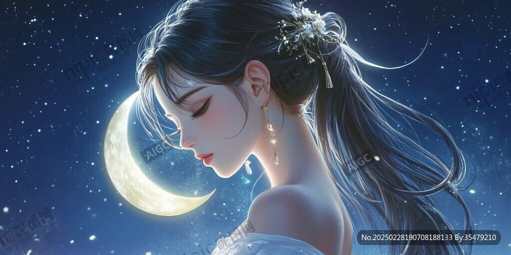 夜幕下的月影女孩