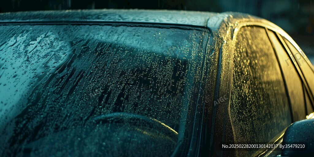 暴雨中的汽車擋風玻璃