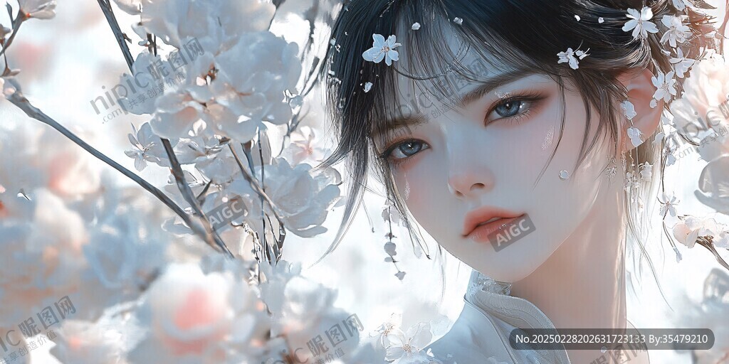 櫻花女子的寧靜之美