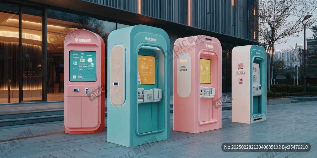 城市街道上的多功能自助服務(wù)終端