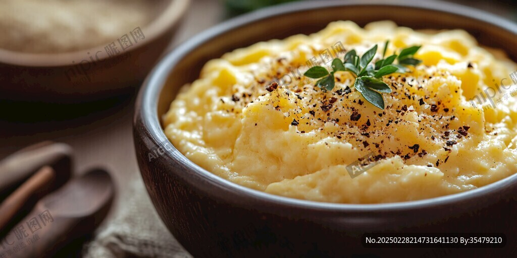 奶油土豆泥 撒上黑胡椒和香菜