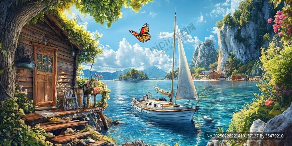 寧靜的湖畔小屋