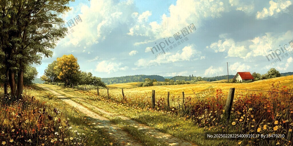 鄉(xiāng)間小路的秋日風景