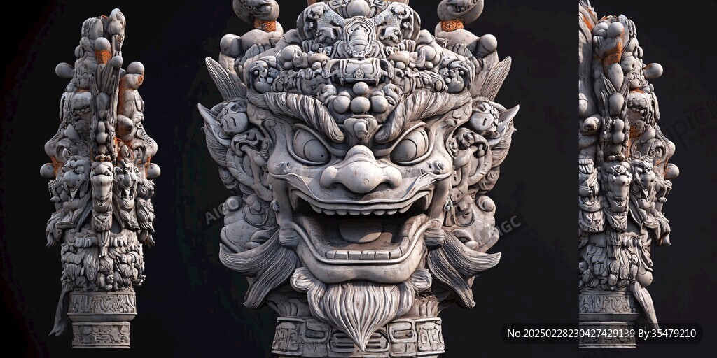 石雕怪獸面具