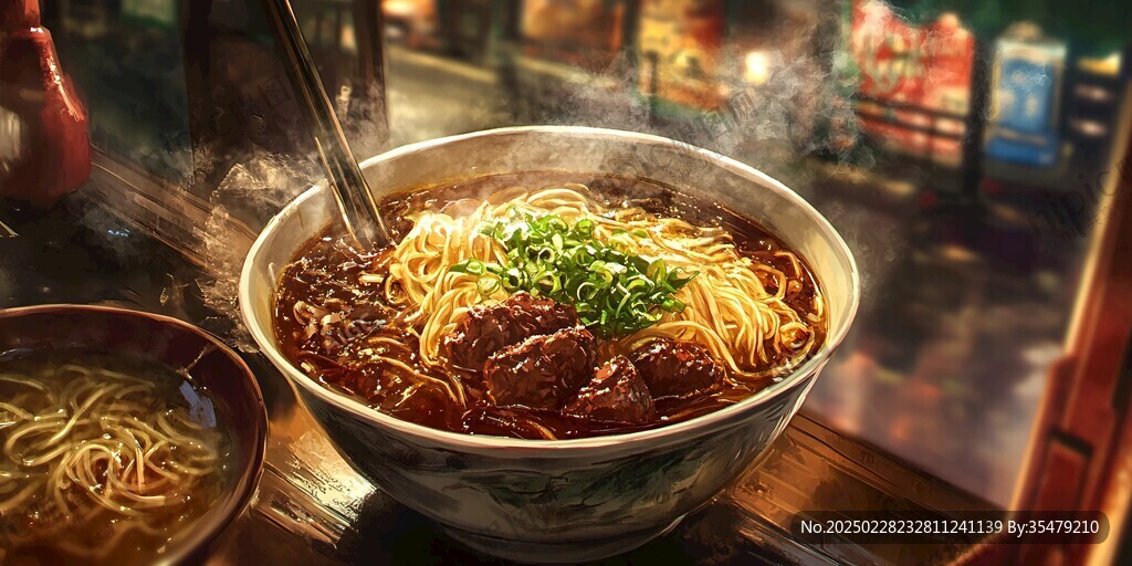 熱氣騰騰的拉面美味