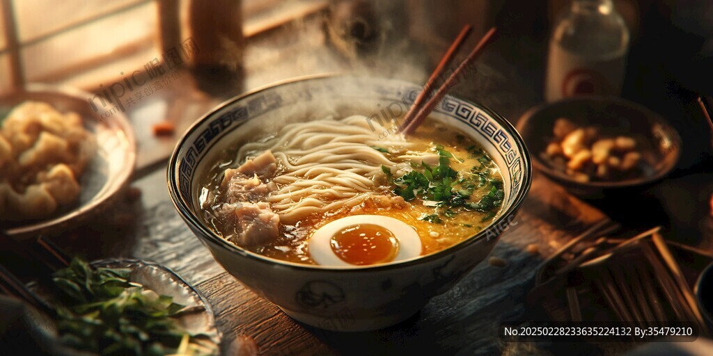 熱氣騰騰的拉面美食